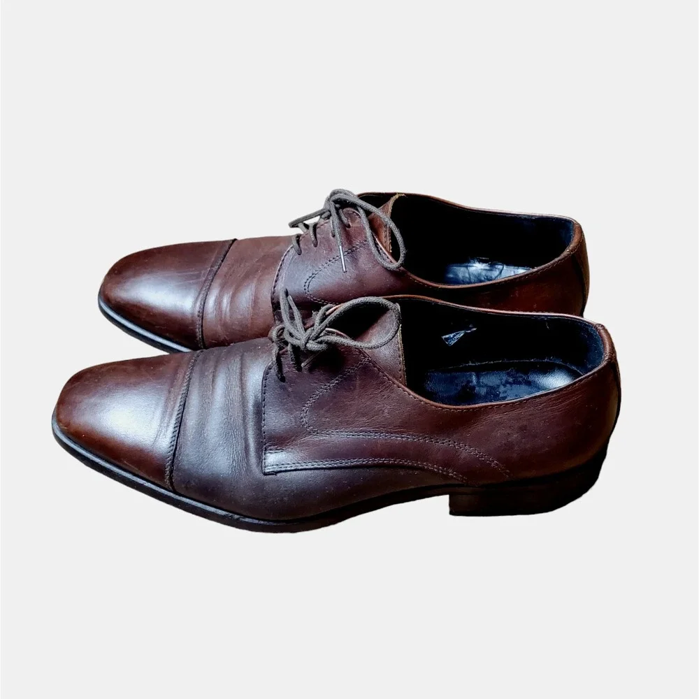 Dasthon‎ Mens Brown Leather Square Toe Oxford Dress Shoes Size US 10 EU 43